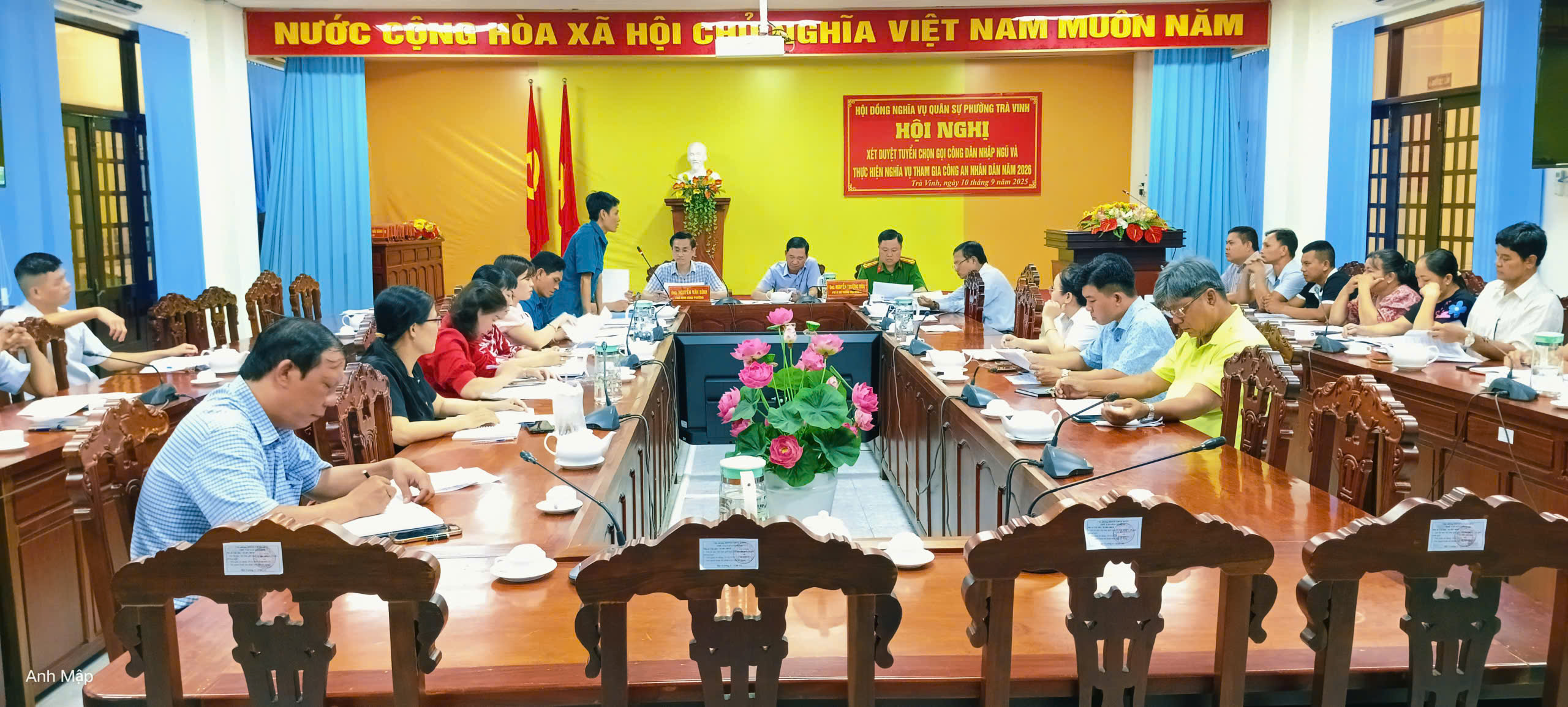 Hội đồng nghĩa vụ quân sự phường Trà Vinh tổ chức Hội nghị xét duyệt tuyển chọn gọi công dân nhập ngũ và thực hiện nghĩa vụ tham gia Công an nhân dân năm 2026